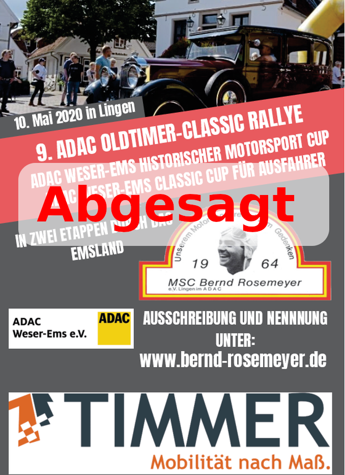 Absage 9. ADAC Classic-Rallye 2020